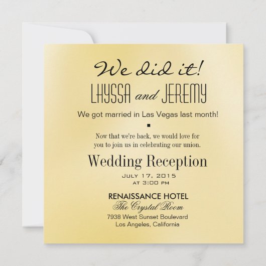 Invitation Las Vegas Lucky in Love Réception (Dos)