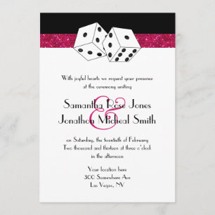Invitation Las Vegas Mariage Dice Thème Hot rose Faux Parties