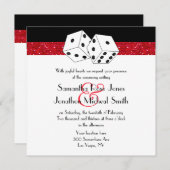 Invitation Las Vegas Mariage Dice Thème Ruby Red Faux Parties (Devant / Derrière)