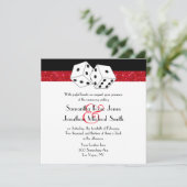 Invitation Las Vegas Mariage Dice Thème Ruby Red Faux Parties (Debout devant)