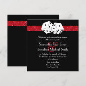 Invitation Las Vegas Mariage Dice Thème Ruby Red Faux Parties (Devant / Derrière)