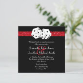 Invitation Las Vegas Mariage Dice Thème Ruby Red Faux Parties (Debout devant)