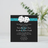 Invitation Las Vegas Mariage Dice Thème Turquoise Blu Faux Pa (Debout devant)