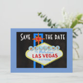 Invitation Las Vegas Mariage Enregistrer la date Bleu (Debout devant)
