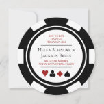 Invitation Las Vegas Mariage Enregistrer La Date Poker Chip C<br><div class="desc">Éblouissez vos invités en leur envoyant ces fabuleuses puces de poker noir,  blanc et rouge enregistrer les invitations de date. Ils attendent avec impatience l'invitation officielle à ce mariage incontournable !</div>