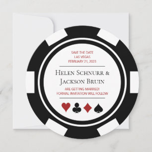 Invitation Las Vegas Mariage Enregistrer La Date Poker Chip C