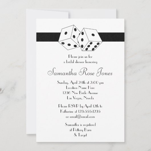 Invitation Las Vegas Mariage Fête des mariées Black Dice Thèm (Devant)