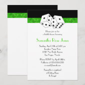 Invitation Las Vegas Mariage Fête des mariées Green Dice Thèm (Devant / Derrière)