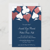 Invitation Las Vegas Mariage Navy avec Parties scintillant Ro (Devant)