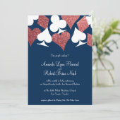 Invitation Las Vegas Mariage Navy avec Parties scintillant Ro (Debout devant)