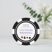 Invitation Las Vegas Mariage Poker Chip bleu blanc (Debout devant)