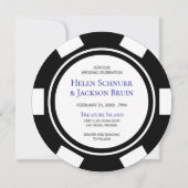 Invitation Las Vegas Mariage Poker Chip bleu blanc (Dos)