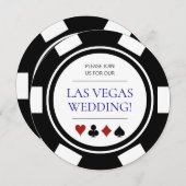 Invitation Las Vegas Mariage Poker Chip bleu blanc (Devant / Derrière)
