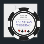 Invitation Las Vegas Mariage Poker Chip bleu blanc<br><div class="desc">Ce faire-part de mariage de puces de poker bleu,  noir et blanc est sûr d'apporter de l'excitation et de l'anticipation pour vos invités à se joindre à vous dans cette célébration sûr d'être amusant! Coordination des produits disponibles.</div>