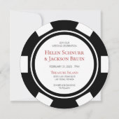 Invitation Las Vegas Mariage Poker Chip noir blanc (Dos)