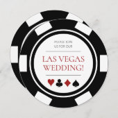 Invitation Las Vegas Mariage Poker Chip noir blanc (Devant / Derrière)