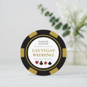 Invitation Las Vegas Mariage Poker Chip or noir blanc (Debout devant)