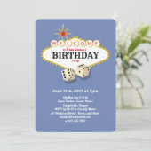 Invitation Las Vegas Marquee Anniversaire Fête Hydrangea (Debout devant)