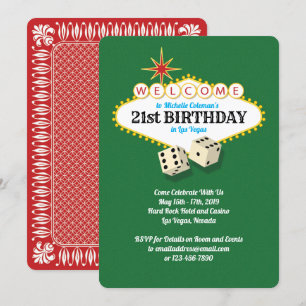 Invitation Las Vegas Marquee Anniversaire Party Green
