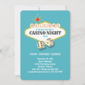 Invitation Las Vegas Marquee Casino Night Party Turquoise (Devant)