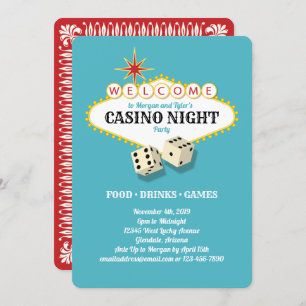 Invitation Las Vegas Marquee Casino Night Party Turquoise