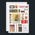 Invitation Las Vegas Matchbox Art Photo Bachelorette Party<br><div class="desc">Tendance Las Vegas Vintage Matchbox Art Bachelorette Party Weekend Invitation! Customisez cette invitation unique et amusante mariage bachelorette party avec votre propre photo! Cette carte présente une sensation de maximalisme rock n roll Las Vegas avec des vibes vintages. Matchbook et matchbox arrangement avec un Polaroid vous pouvez mettre votre propre...</div>