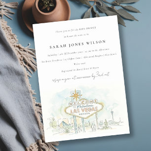 Invitation Las Vegas Nevada Aquarelle Paysage Baby Shower