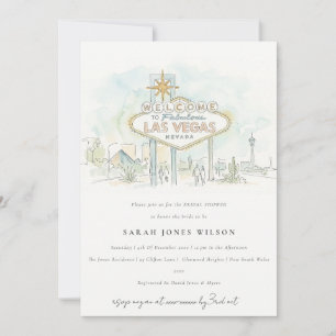 Invitation Las Vegas Nevada Aquarelle Scène Baby Shower