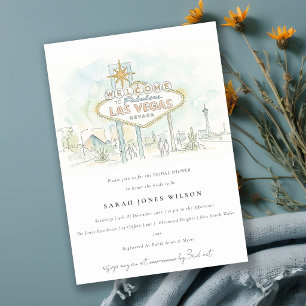 Invitation Las Vegas Nevada Aquarelle Scène Baby Shower