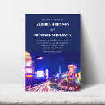 Invitation Las Vegas Nevada City Skyline Destination Mariage<br><div class="desc">Surprenez vos invités avec cette invitation élégante,  avec l'illustration de Las Vegas et le texte personnalisé de votre choix. Ajoutez facilement vos propres détails en cliquant sur l'option "personnaliser".</div>