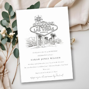 Invitation Las Vegas Nevada Esquisse Paysage Anniversaire