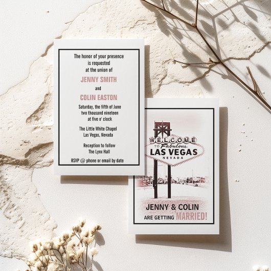 Invitation Las Vegas romantique Mariage moderne invite