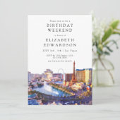 Invitation Las Vegas Skyline Watercolor Birthday Weekend (Debout devant)
