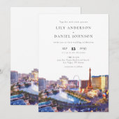 Invitation Las Vegas Skyline Watercolor Elegant Wedding (Devant / Derrière)