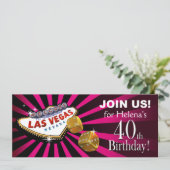 Invitation Las Vegas Starburst 40e anniversaire fuschia noir (Debout devant)