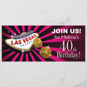 Invitation Las Vegas Starburst 40e anniversaire fuschia noir