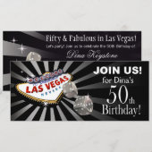 Invitation Las Vegas Starburst 50e Anniversaire noir argent (Devant / Derrière)