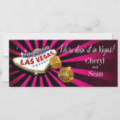 Invitation Las Vegas Starburst Mariage fuschia noir or (Devant)