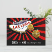 Invitation Las Vegas Starburst Mariage or noir rouge (Debout devant)