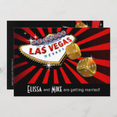 Invitation Las Vegas Starburst Mariage or noir rouge (Devant / Derrière)