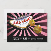 Invitation Las Vegas Starburst Mariage rose or noir (Devant)