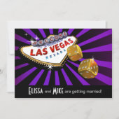 Invitation Las Vegas Starburst Mariage violet or noir (Devant)