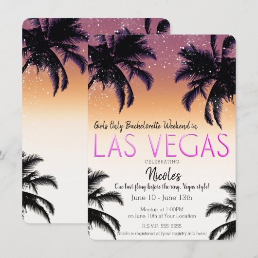 Invitation Las Vegas Summer Girls Weekend Bachelorette Party (Devant / Derrière)