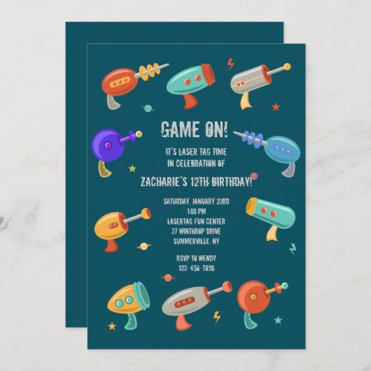 Invitation Laser Guns (Devant / Derrière)