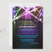 Invitation Laser PixDezines / néon lumières bar mitzvah (Dos)