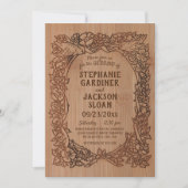 Invitation Laser rustique gravé Look Oiseau Mariage floral (Devant)