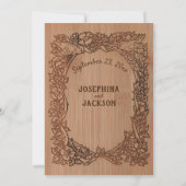Invitation Laser rustique gravé Look Oiseau Mariage floral (Dos)