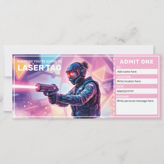 Invitation Laser Tag Gift Certificate  (Devant)