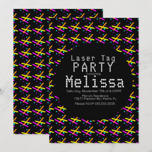 Invitation Laser Tag Néon Lumière Dans La Confettis Unisexe