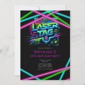 Invitation Laser Tag Rose Vert Bleu Fête d'anniversaire (Devant)